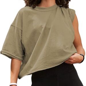 ELGOGY Women's Oversize Workout Crop Top New With Tags Size Small